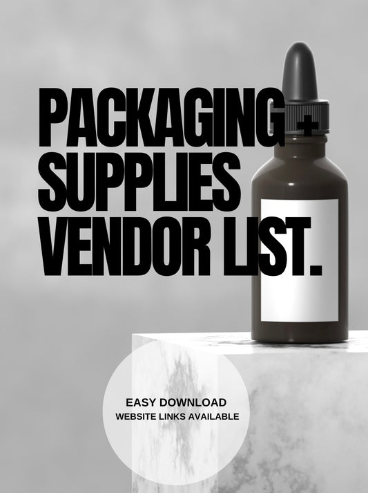 Packaging + Supplies Vendor List
